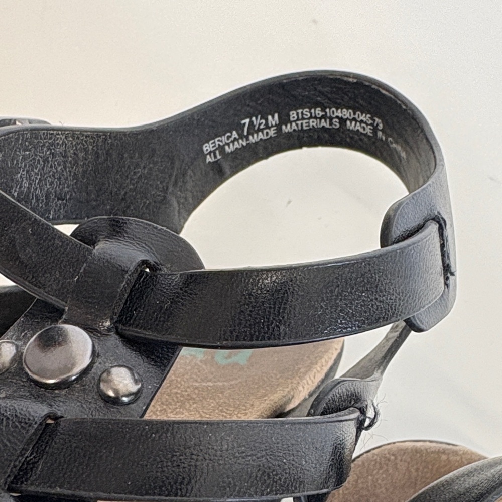 Yuu Black Strappy Sandals with Silver Accents - Picture 3 of 8